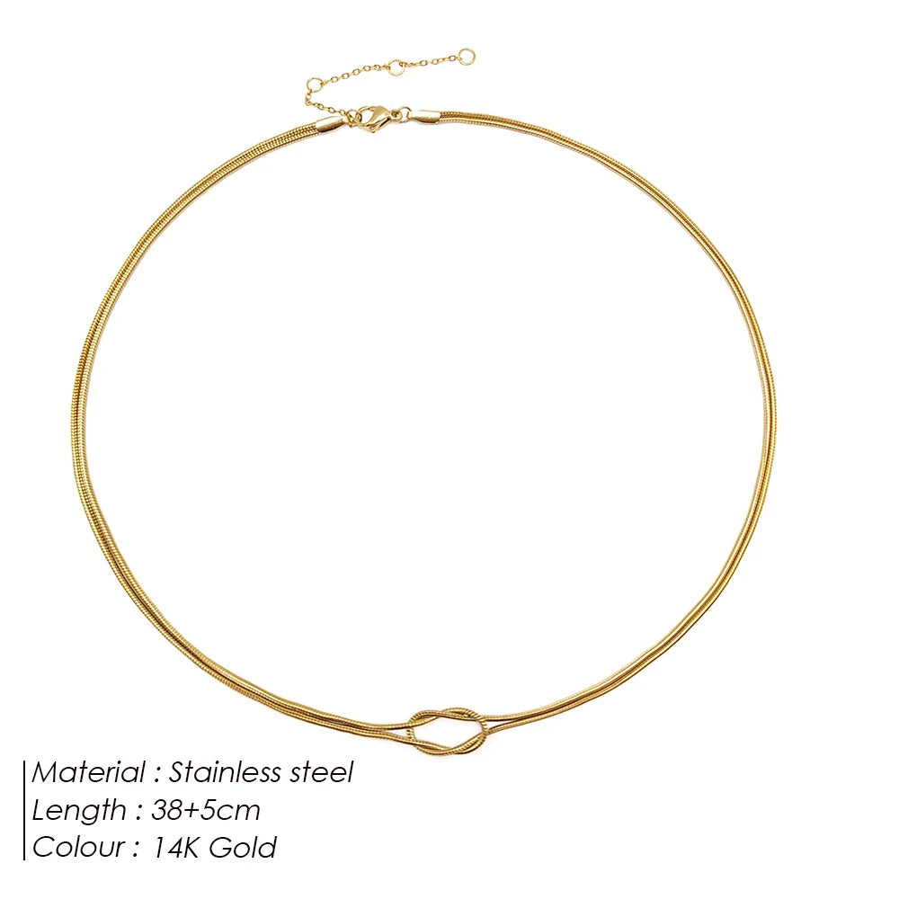 Colar Elegante em Aço Inoxidável Banhado a Ouro 14K