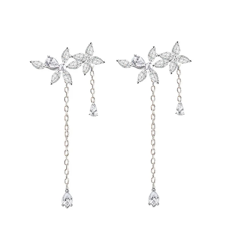 Brincos Florais Tassel em Prata 925