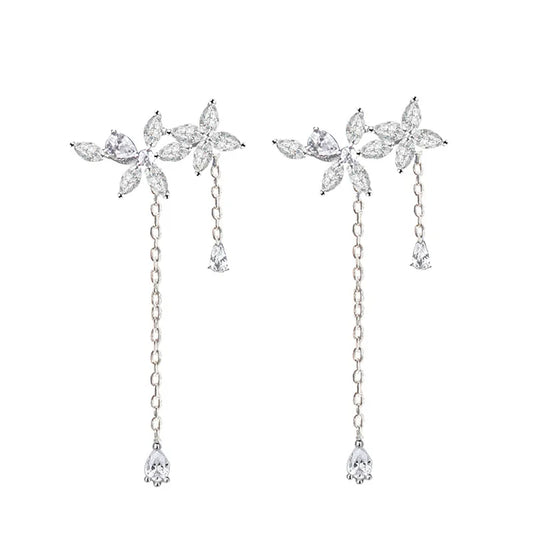Brincos Florais Tassel em Prata 925