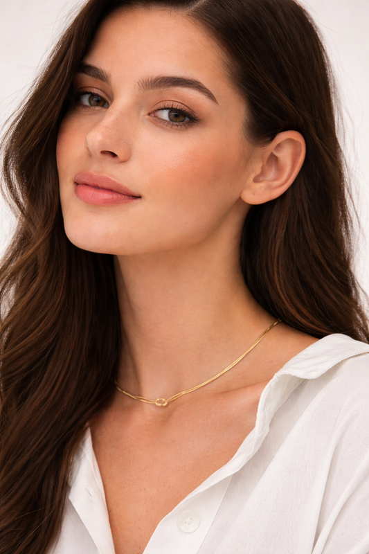 Colar Elegante em Aço Inoxidável Banhado a Ouro 14K