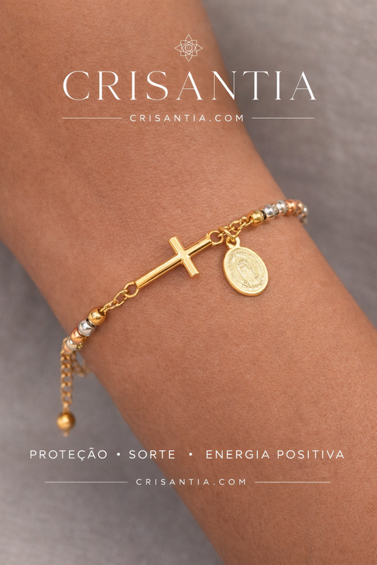 Pulseira Cruz Sagrada em Aço Inoxidável