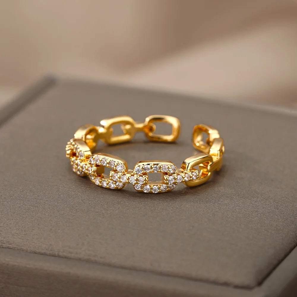 Anel Elo Luxo _banho de Ouro 18K