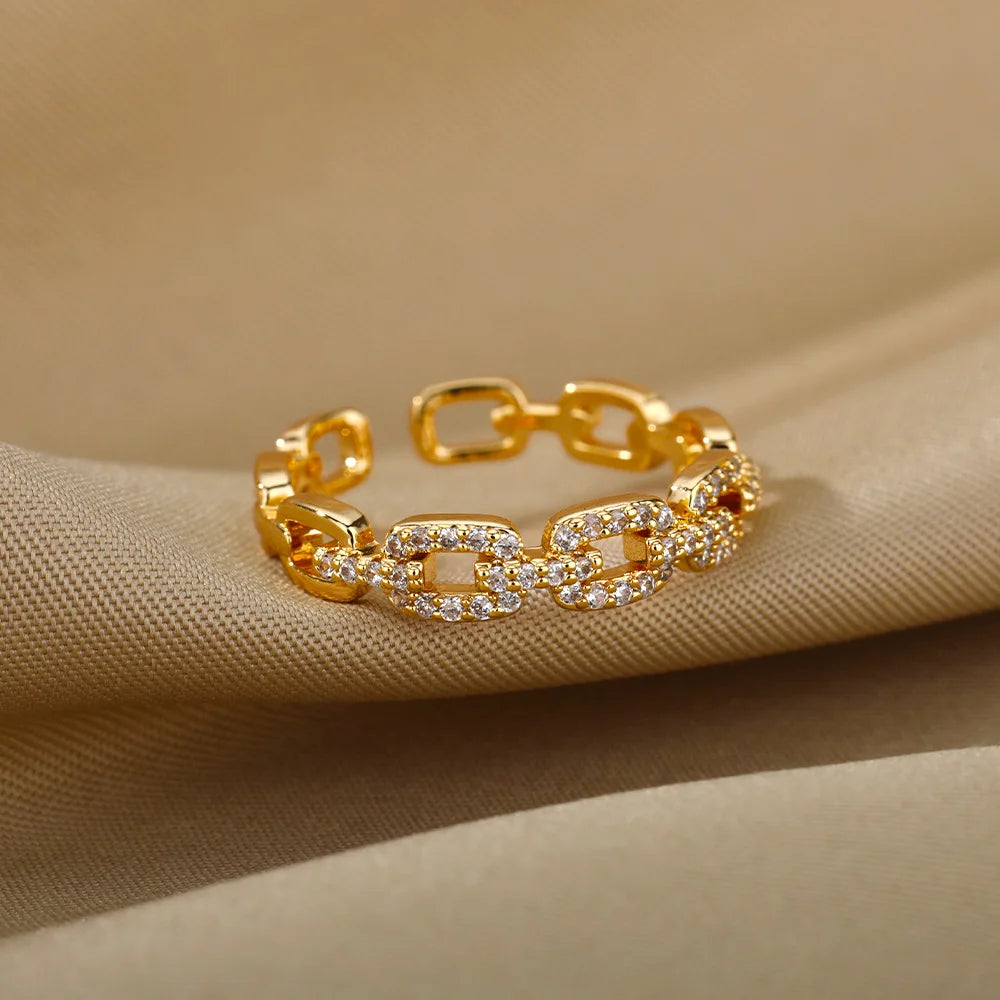 Anel Elo Luxo _banho de Ouro 18K