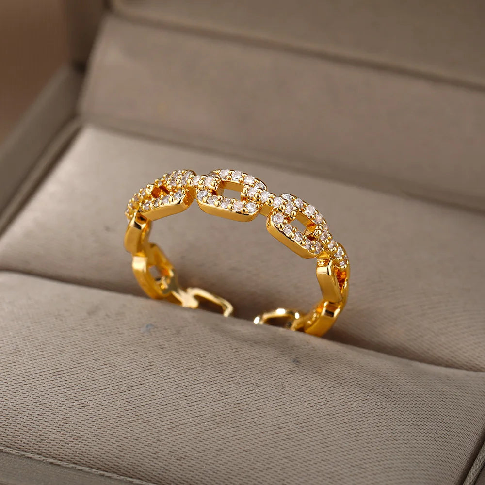 Anel Elo Luxo _banho de Ouro 18K
