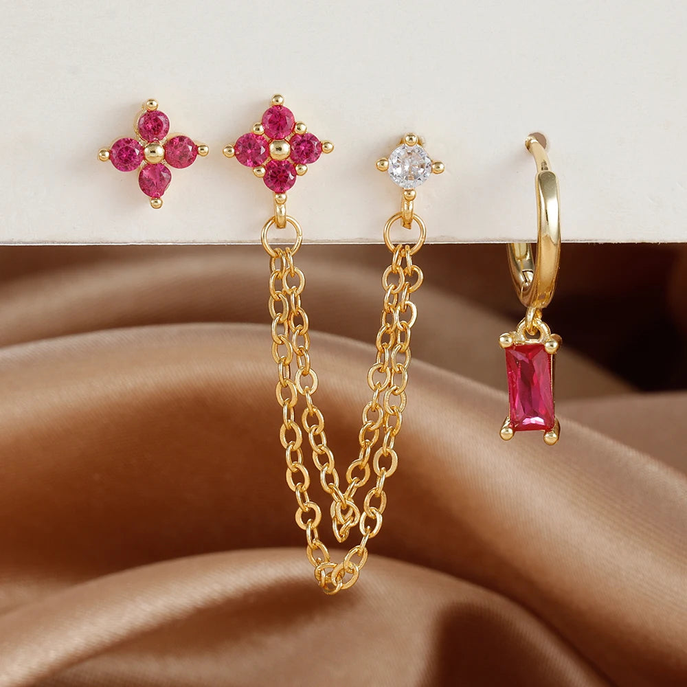 ✨ Conjunto Celestial 3 Peças – Brincos Constelação com Pedra do Signo ✨