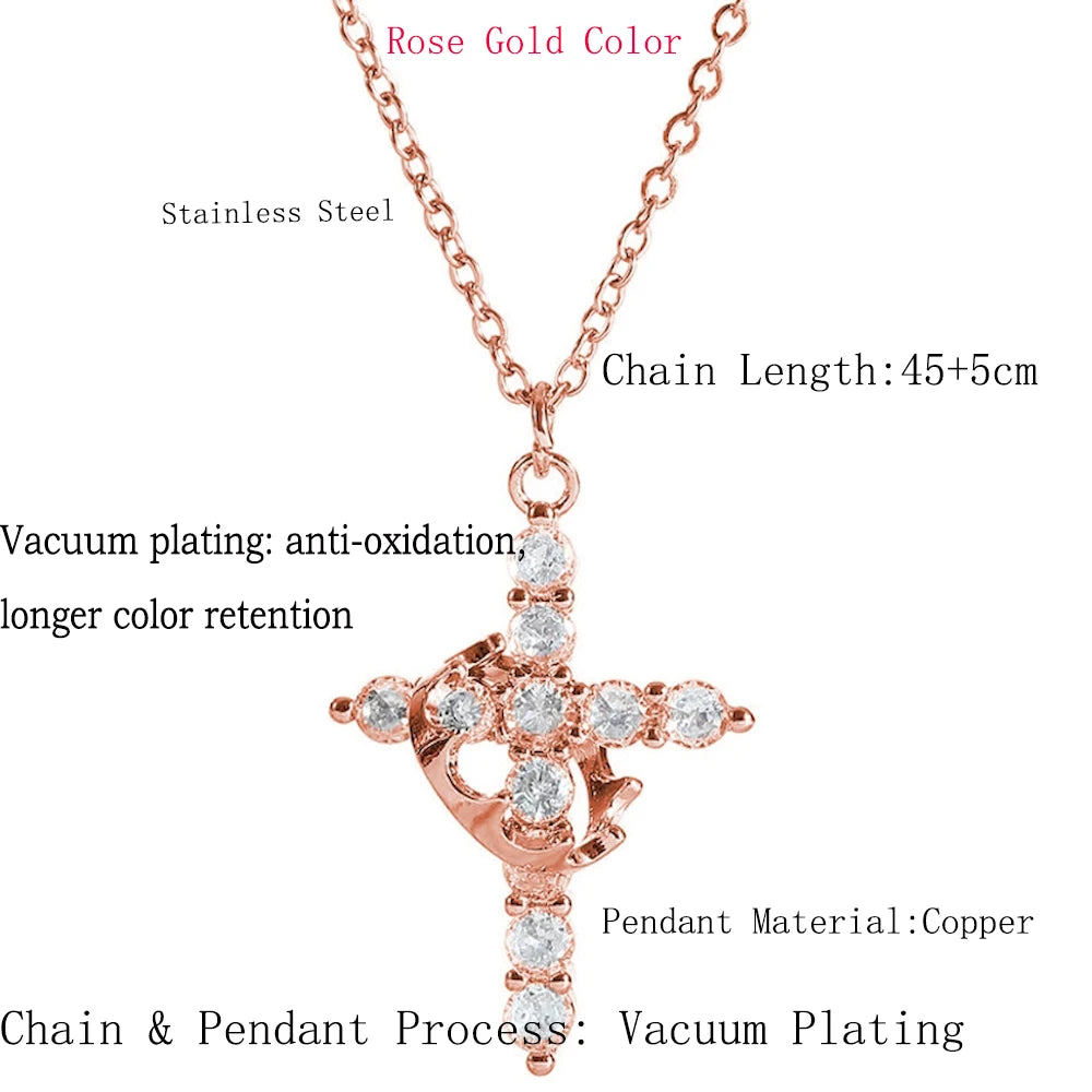 Colar Cruz Elegante com Cristais banhada a ouro de 18K