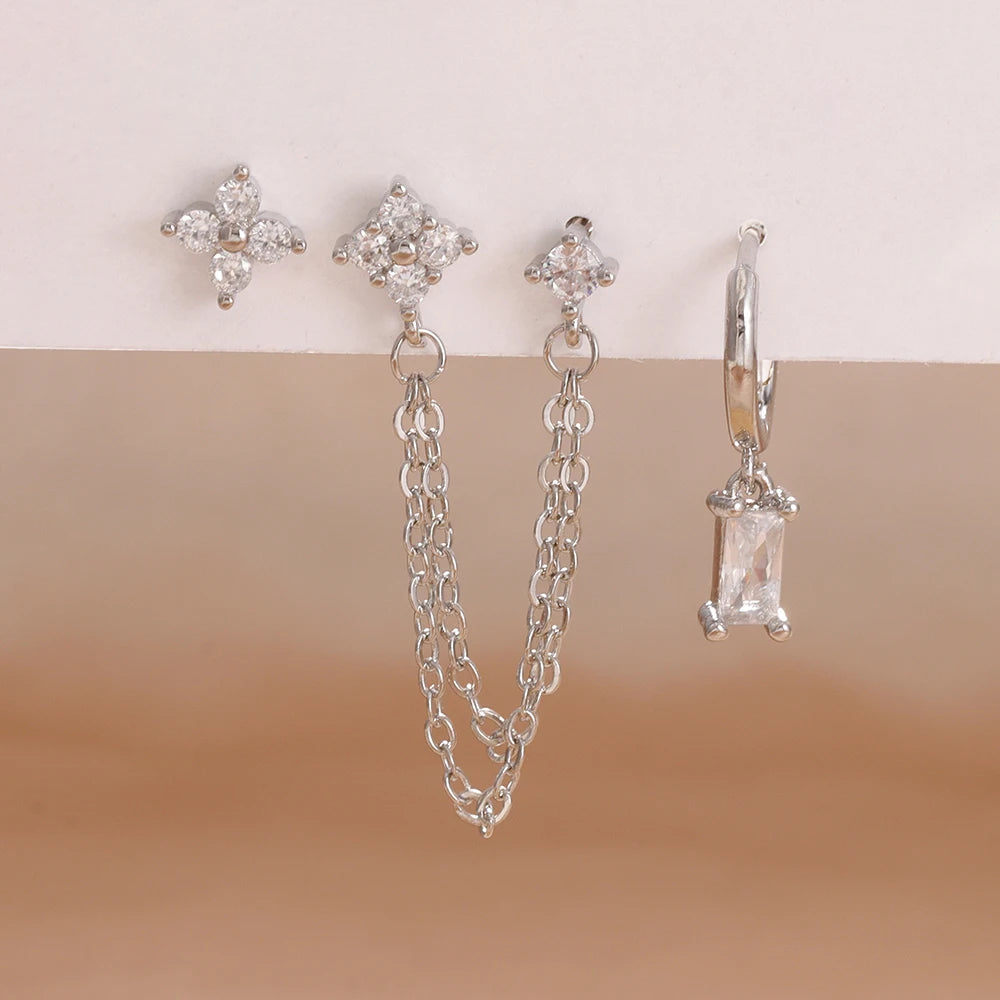 ✨ Conjunto Celestial 3 Peças – Brincos Constelação com Pedra do Signo ✨