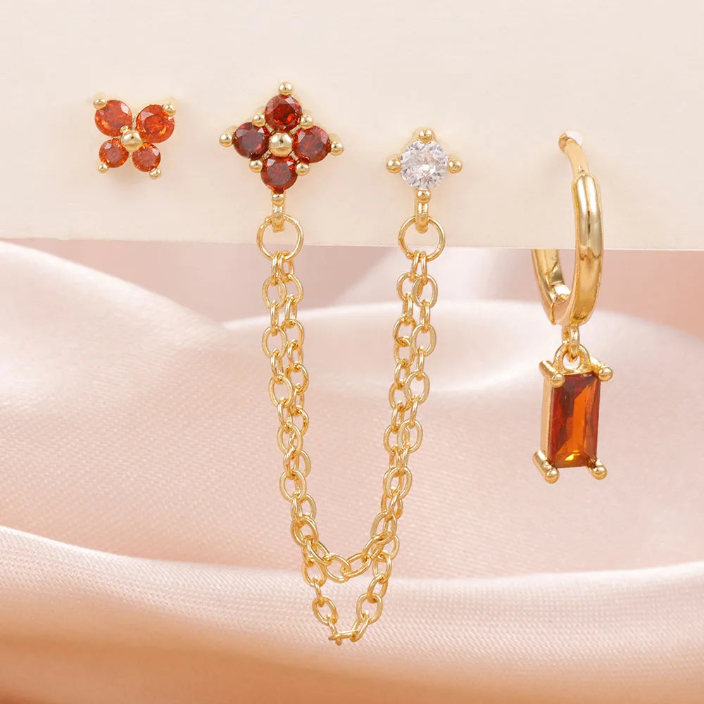 ✨ Conjunto Celestial 3 Peças – Brincos Constelação com Pedra do Signo ✨