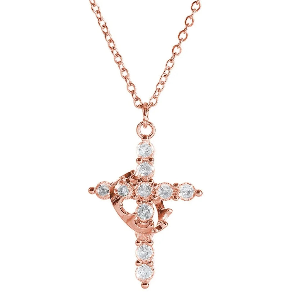 Colar Cruz Elegante com Cristais banhada a ouro de 18K