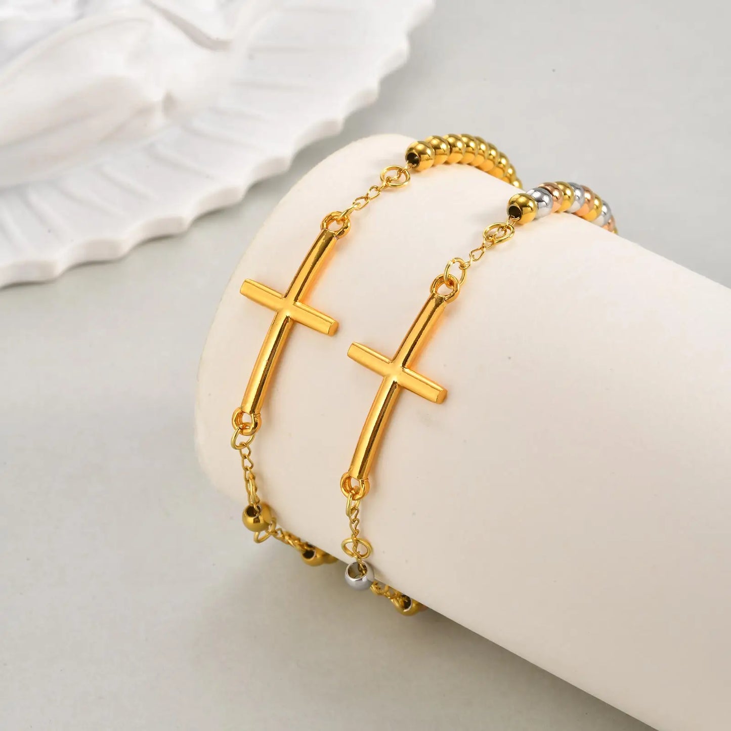 Pulseira Cruz Sagrada em Aço Inoxidável