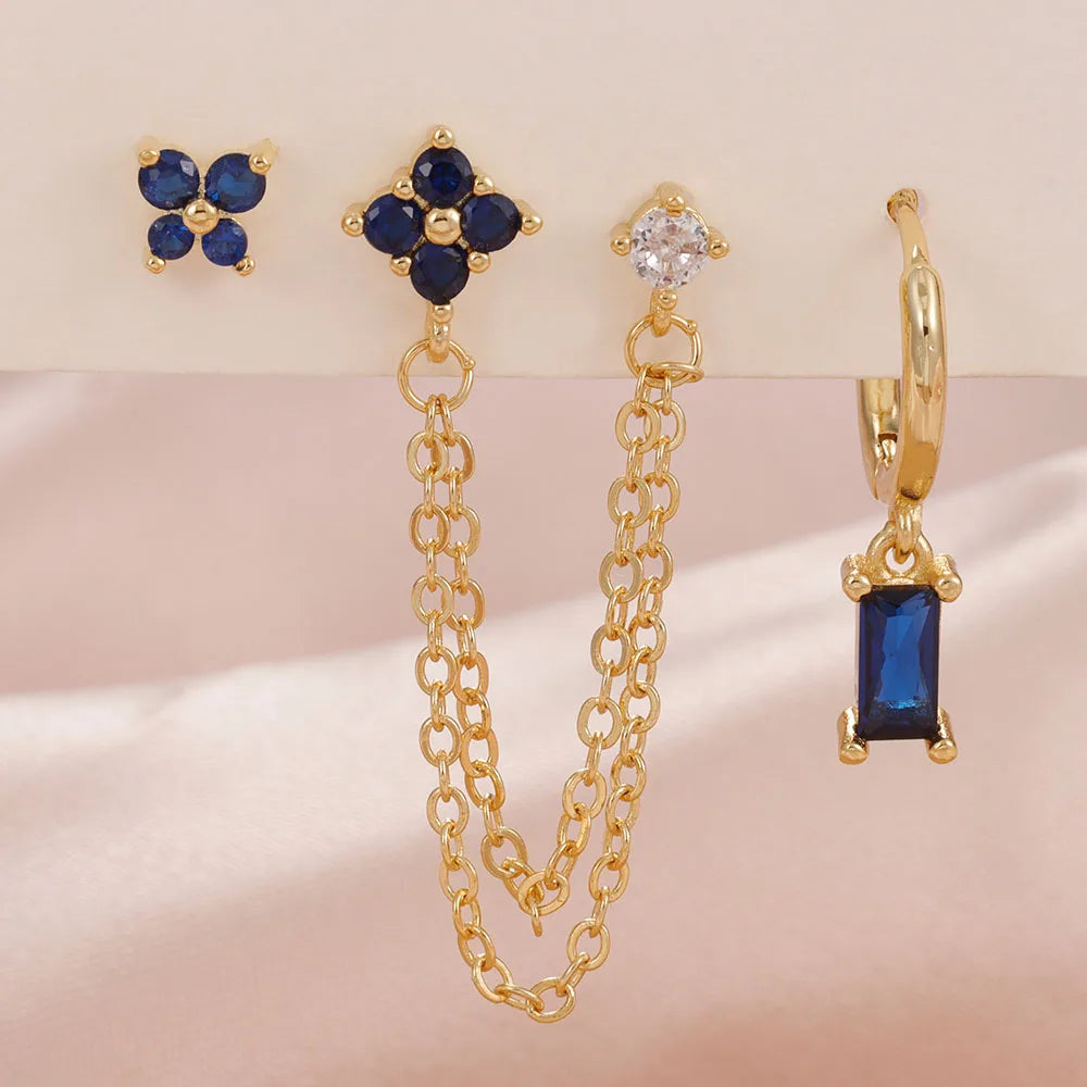 ✨ Conjunto Celestial 3 Peças – Brincos Constelação com Pedra do Signo ✨