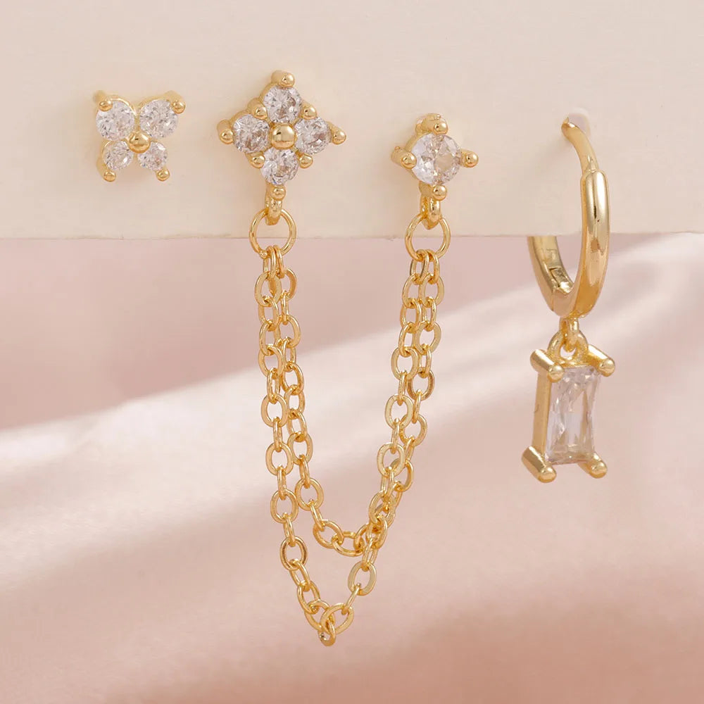 ✨ Conjunto Celestial 3 Peças – Brincos Constelação com Pedra do Signo ✨