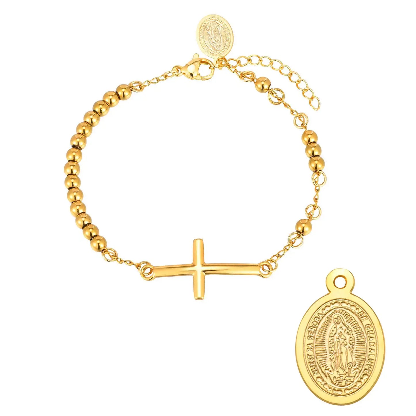Pulseira Cruz Sagrada em Aço Inoxidável