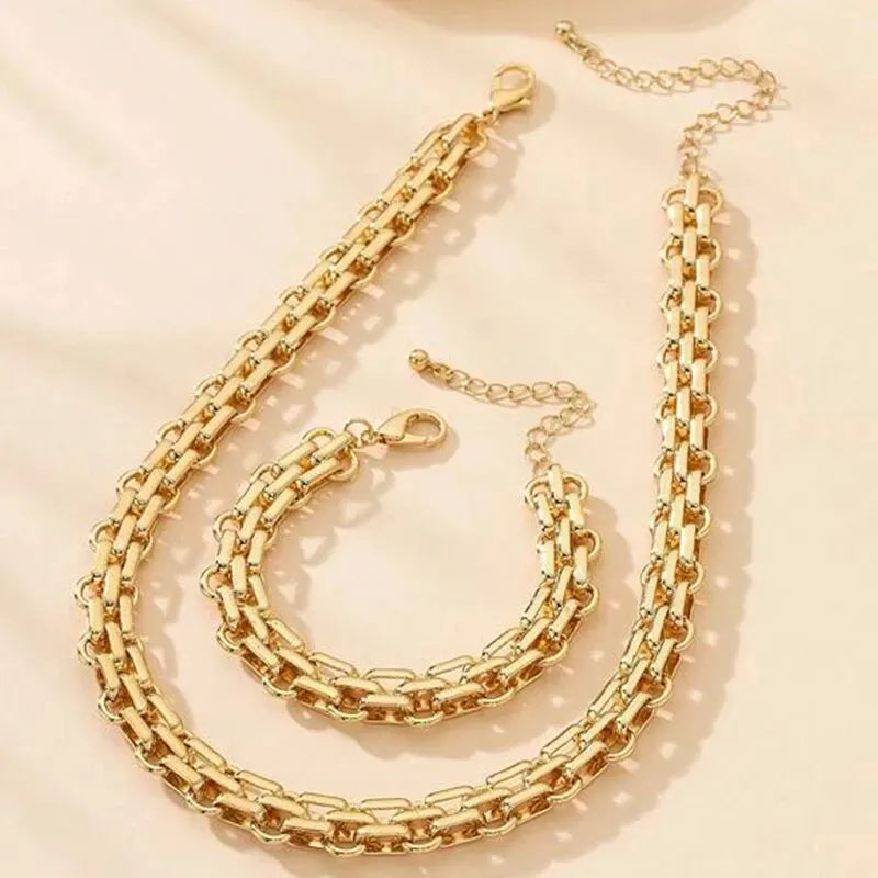 Conjunto Dubai Royale Chain banho de ouro 18K