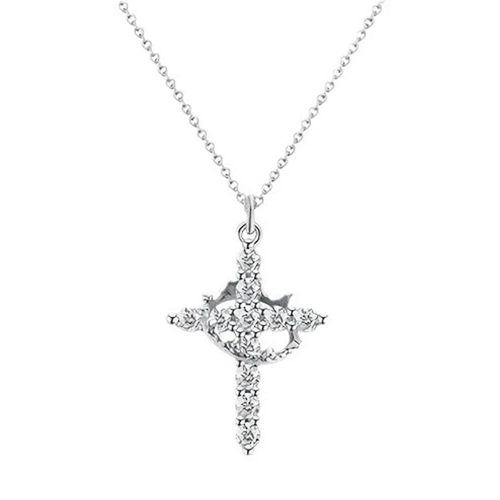 Colar Cruz Elegante com Cristais banhada a ouro de 18K