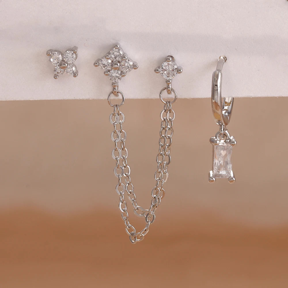 ✨ Conjunto Celestial 3 Peças – Brincos Constelação com Pedra do Signo ✨