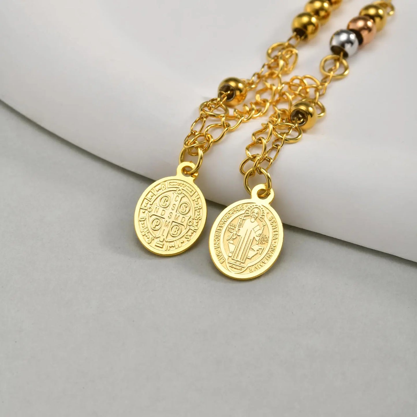 Pulseira Cruz Sagrada em Aço Inoxidável