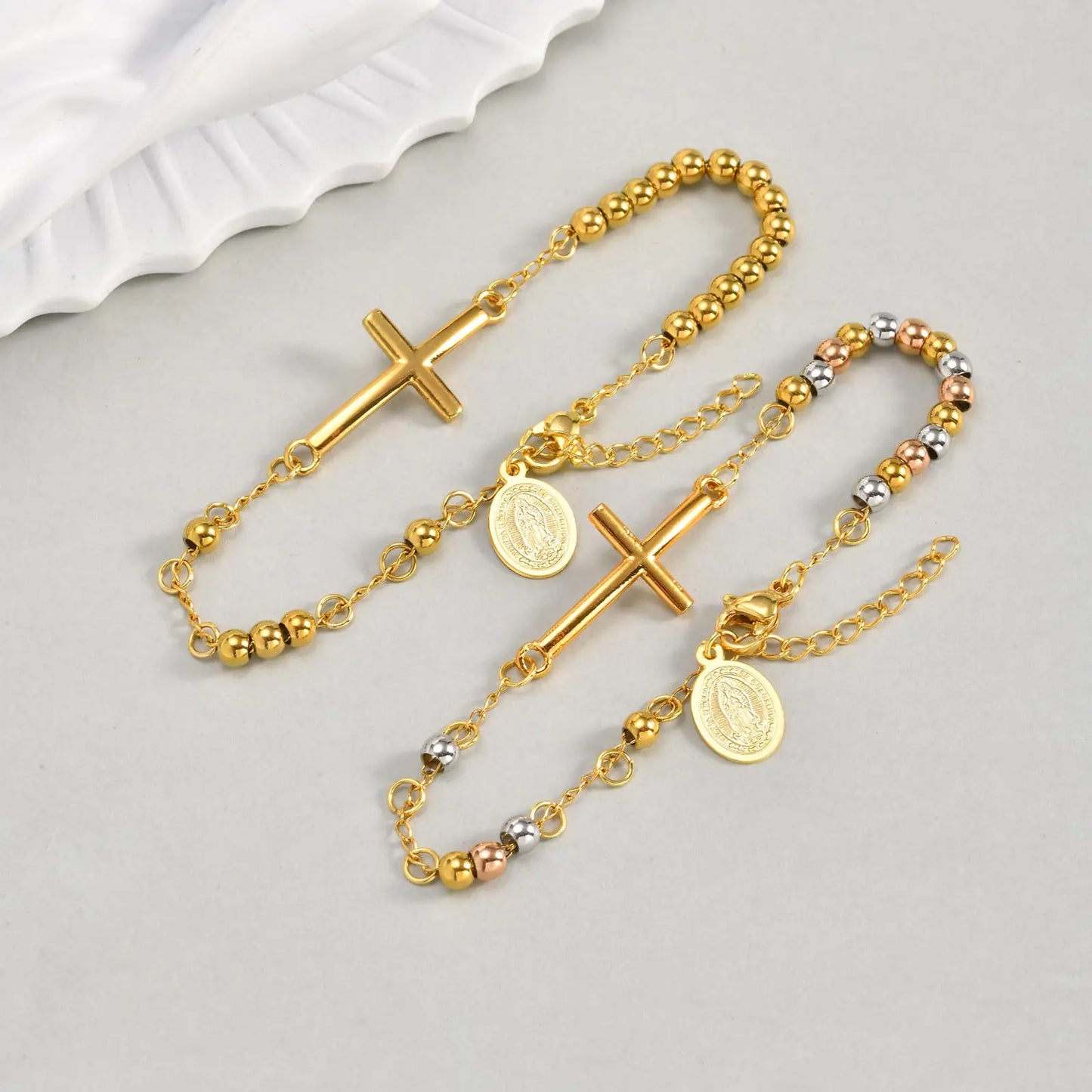 Pulseira Cruz Sagrada em Aço Inoxidável