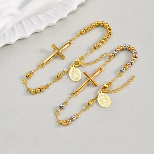 Pulseira Cruz Sagrada em Aço Inoxidável