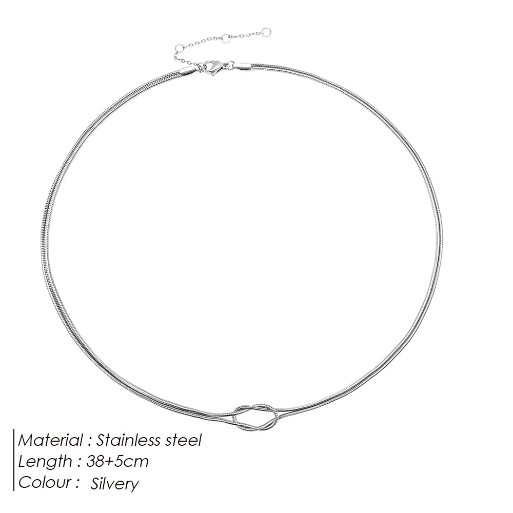Colar Elegante em Aço Inoxidável Banhado a Ouro 14K