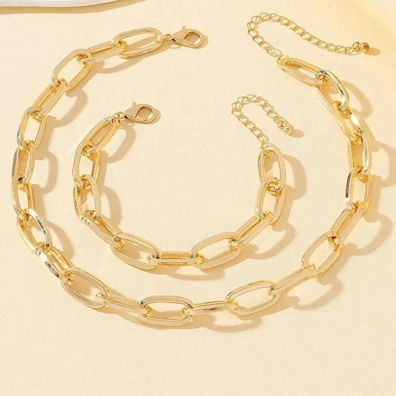 Conjunto Dubai Royale Chain banho de ouro 18K