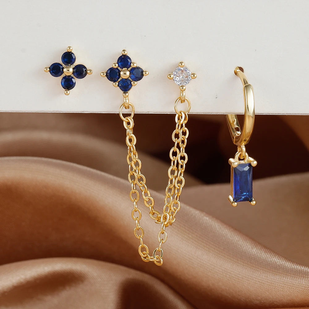 ✨ Conjunto Celestial 3 Peças – Brincos Constelação com Pedra do Signo ✨