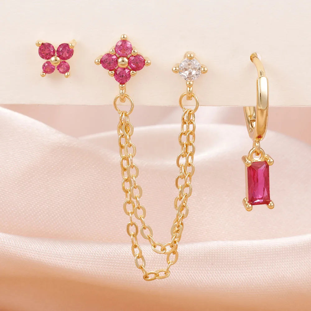 ✨ Conjunto Celestial 3 Peças – Brincos Constelação com Pedra do Signo ✨