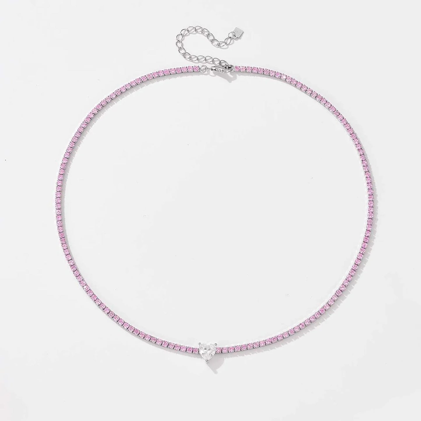 Colar + pulseira Be Self em Prata 925 com Zircónia _ cor de rosa
