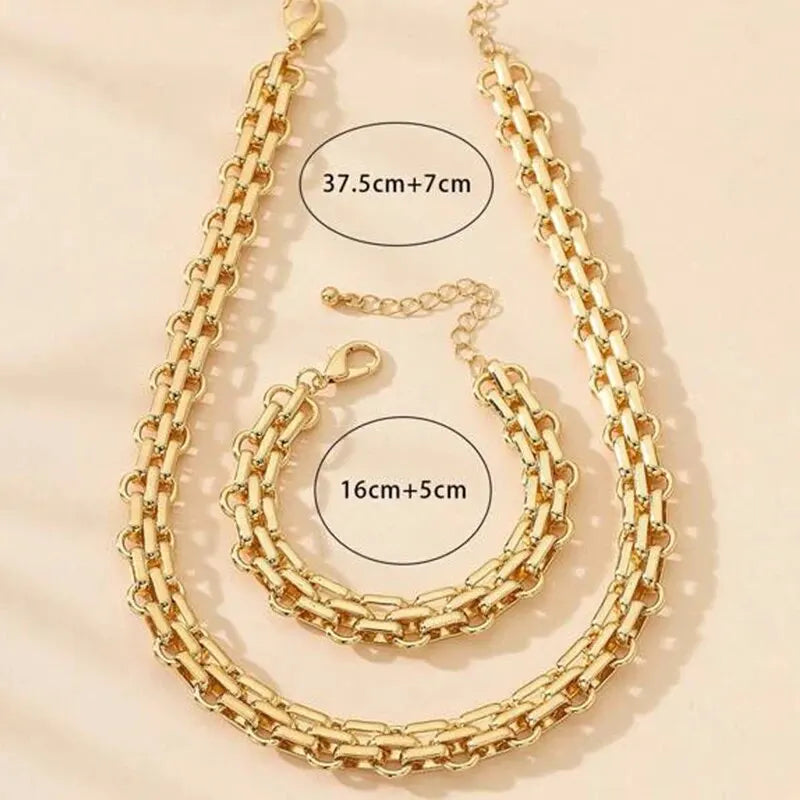 Conjunto Dubai Royale Chain banho de ouro 18K