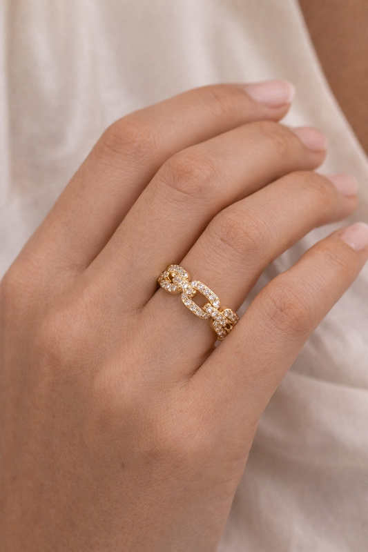 Anel Elo Luxo em Ouro 18K